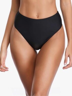 RELLECIGA Black High-Rise Bikini Bottoms